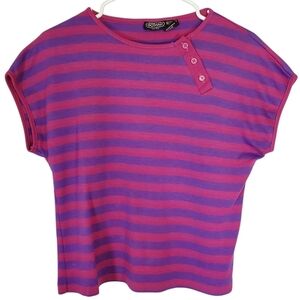 🟢2172 * Gotham Striped Top Magenta Purple Size M Vintage 80s
